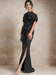 One Shoulder Mermaid Trumpet Mother of the Bride Dresses Featuring a Side Split