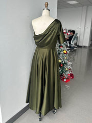 One shoulder A line Dress with Ruffles for the Mother of the Bride