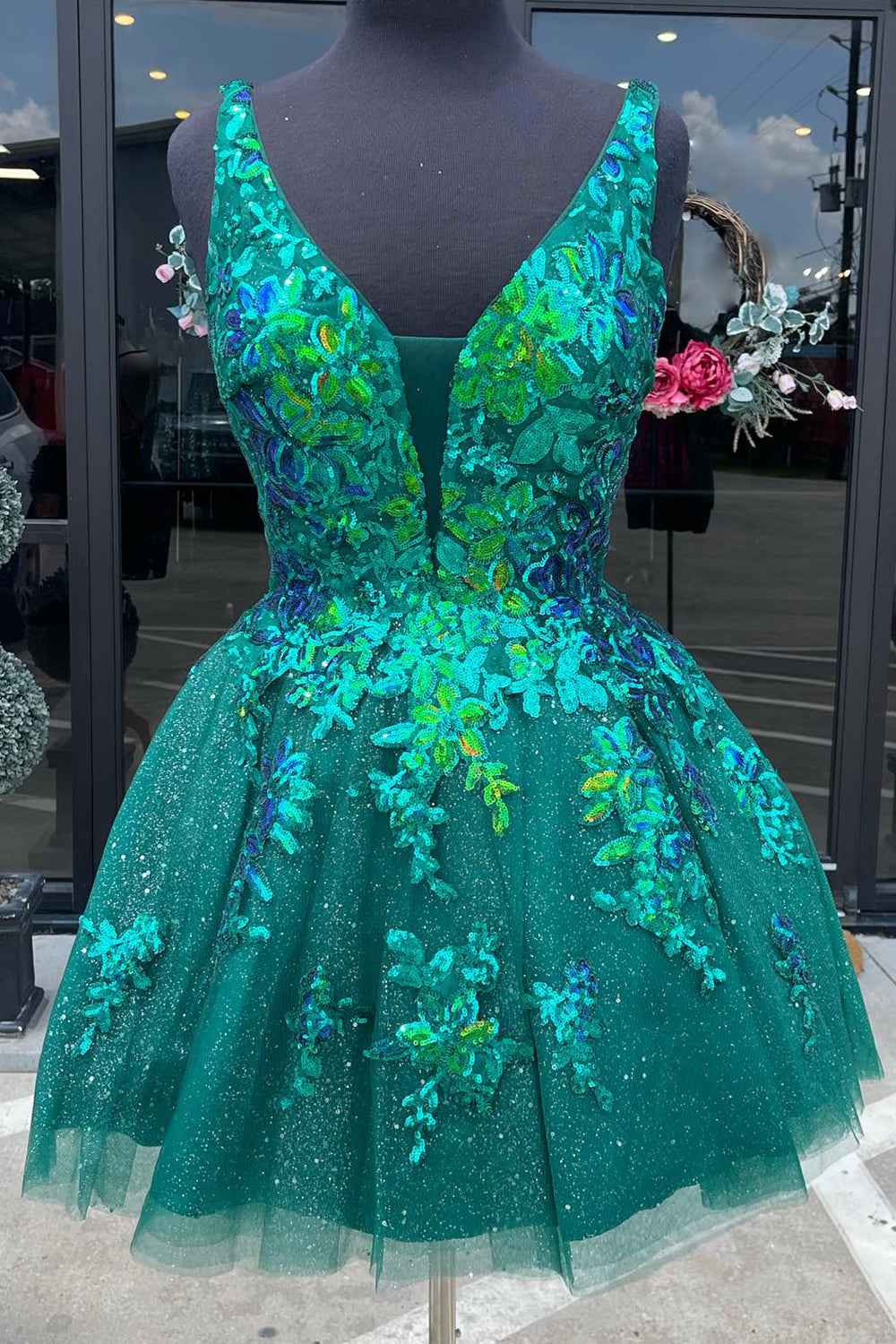 Orange Homecoming Dress A-Line Spaghetti Straps Short Cocktail Dresses with Sequin
