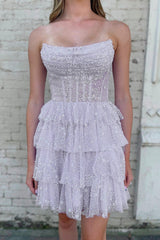 Orange Homecoming Dress Corset A-Line Short Tulle Prom Dress