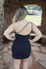 Orange Homecoming Dress One Shoulder Sequin Tight Short Prom Dress