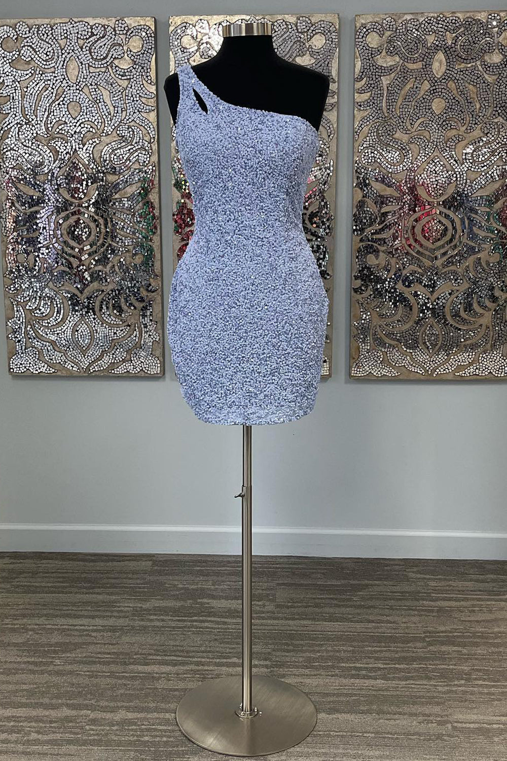 Orange Homecoming Dress Open Back One Shoulder Sequin Tight Cocktail Party Dresses