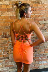 Orange Homecoming Dress Spaghetti Straps Prom Dress
