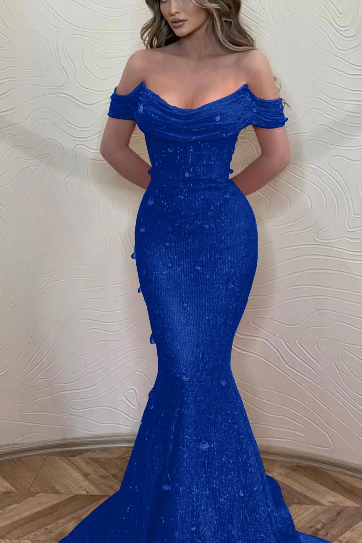 Orange Mermaid Prom Dress Off the Shoulder Formal Dress