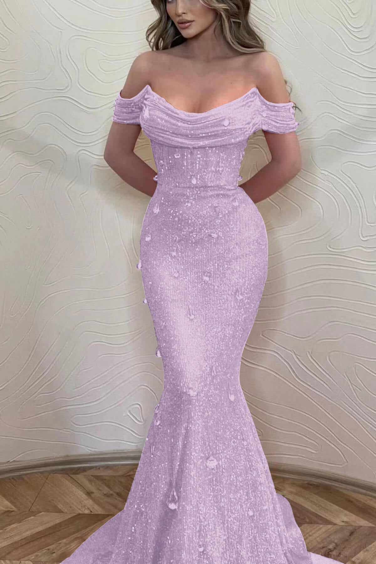 Orange Mermaid Prom Dress Off the Shoulder Formal Dress