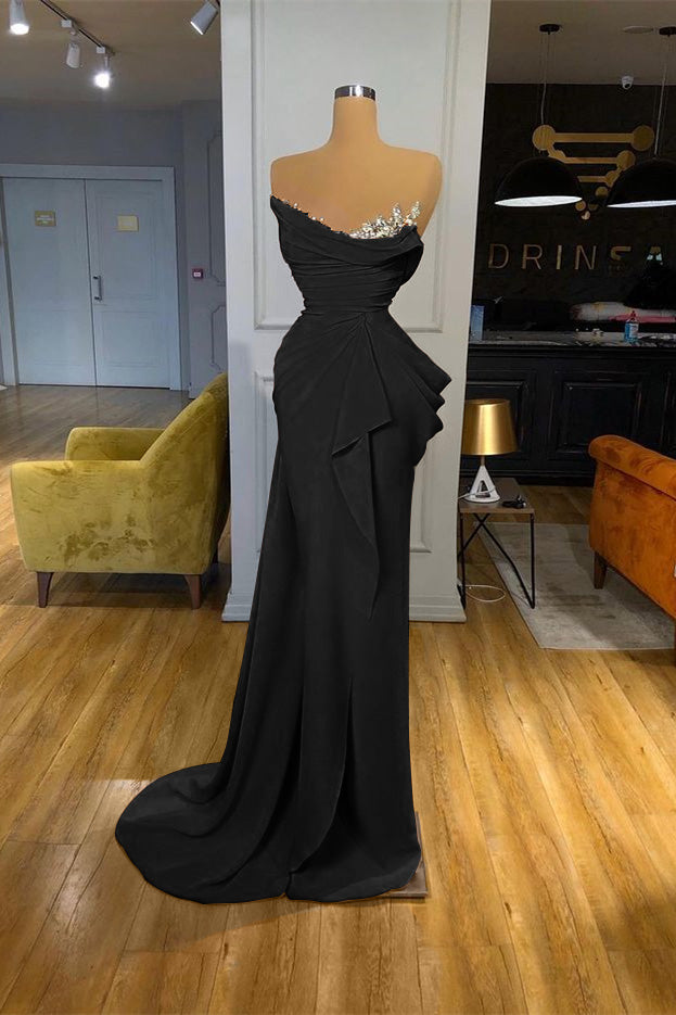 Orange Mermaid Prom Dress Sleeveless Strapless Beaded Formal Dress