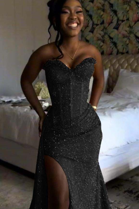 Orange Mermaid Prom Dress Sleeveless Sweetheart Sequined Formal Dress