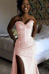 Orange Mermaid Prom Dress Sleeveless Sweetheart Sequined Formal Dress