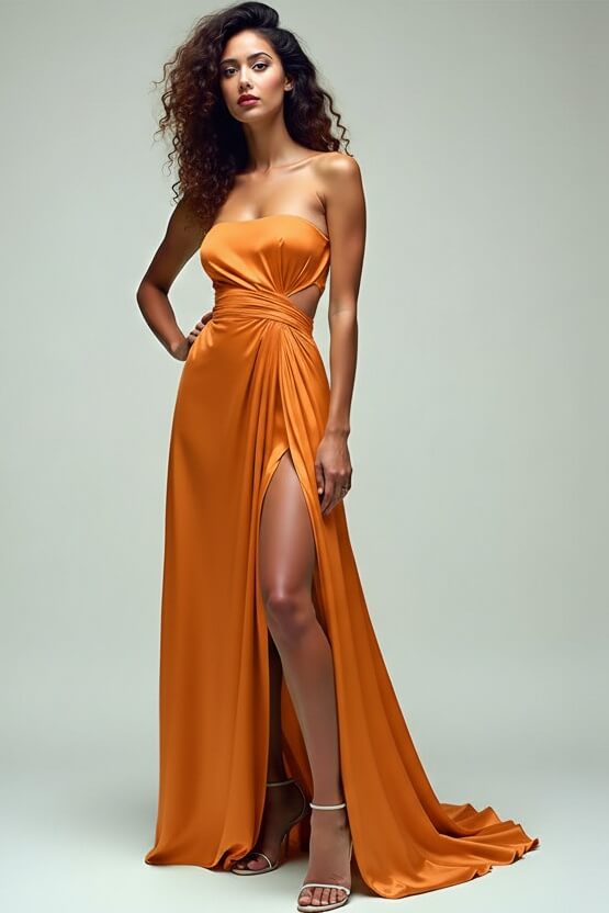 Dreamyannie Ruched Square Neck Lemon Green Wedding Guest Dress Long Formal Dress With Slit