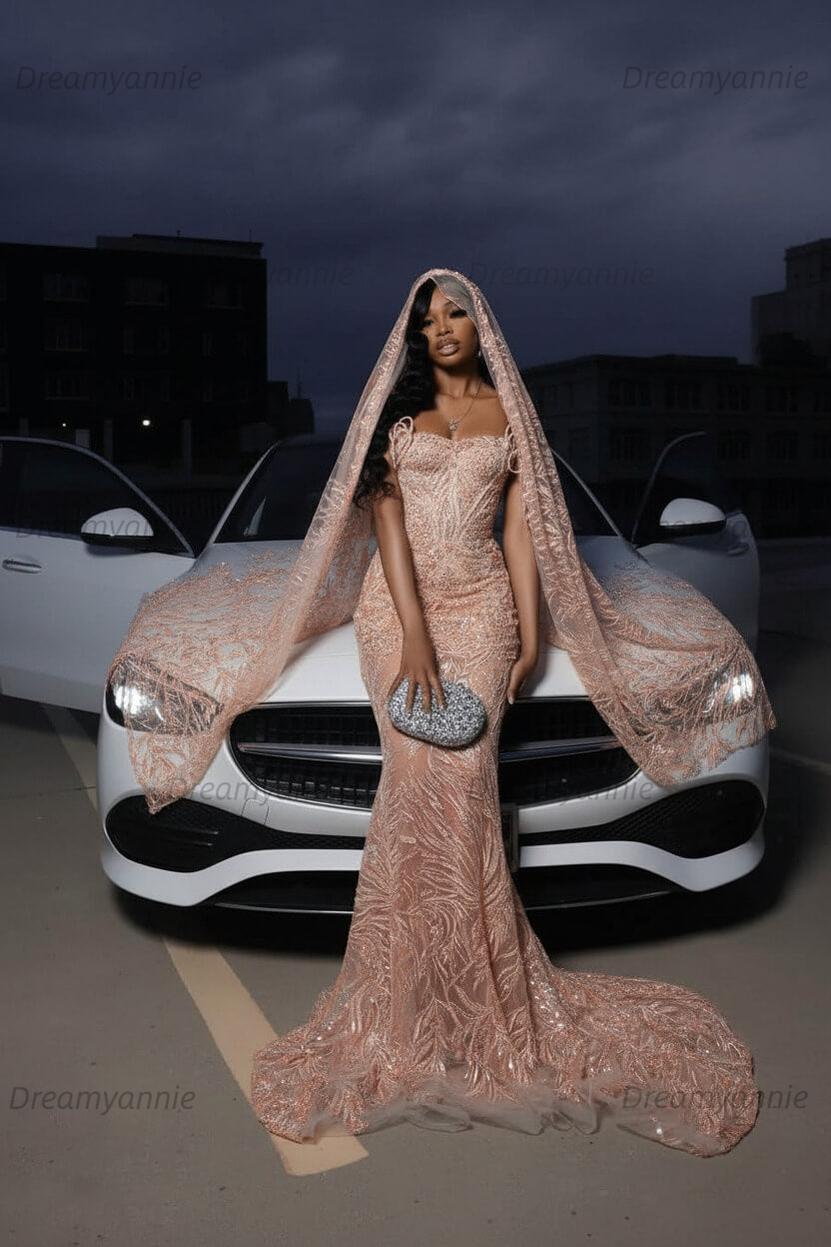 Strapless Silver Prom Dress Sequined Tulle Mermaid Formal Evening Dress