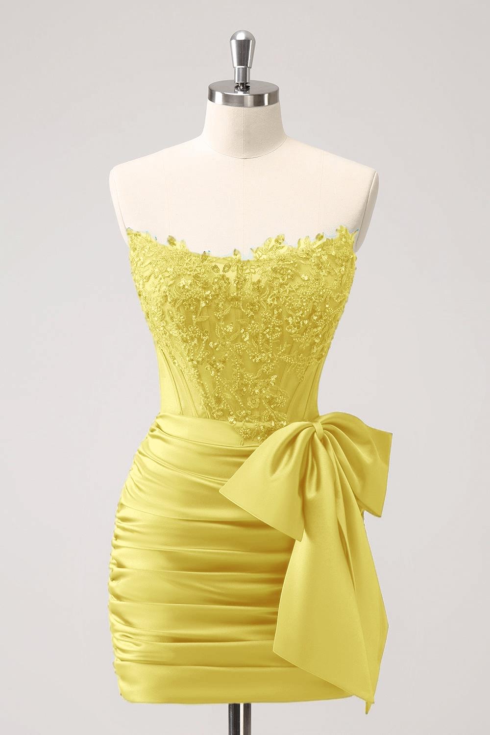 Peacock Homecoming Dress Tight Strapless Beaded Short Cocktail Dresses with Bow