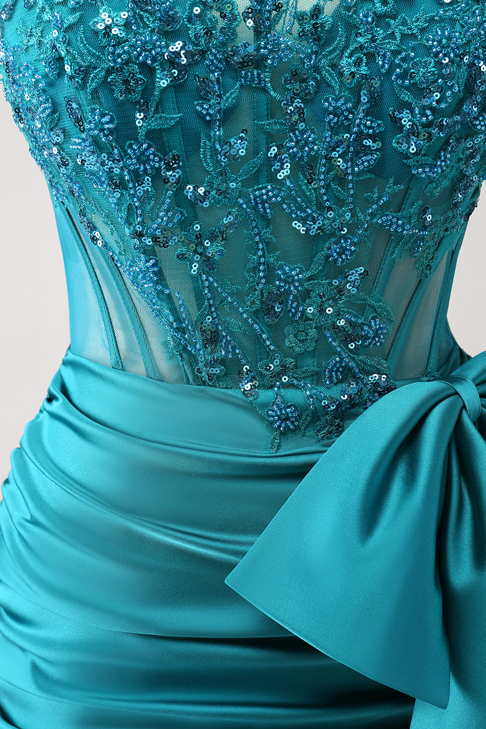 Peacock Homecoming Dress Tight Strapless Beaded Short Cocktail Dresses with Bow
