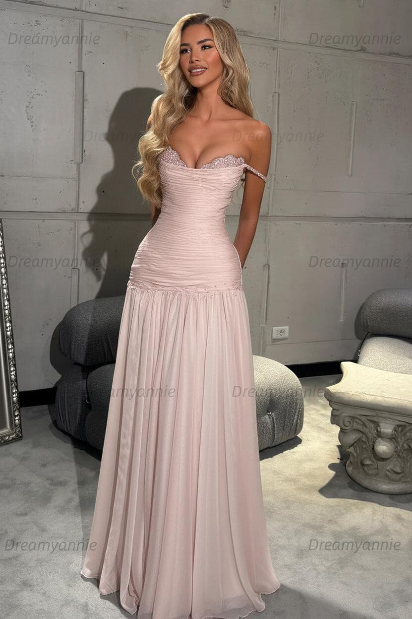 Dreamyannie Mint Green Off The Shoulder Prom Dress A Line Formal Evening Gown
