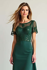 Pine Illusion Neck Formal Dress With Beading
