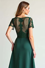 Pine Illusion Neck Formal Dress With Beading