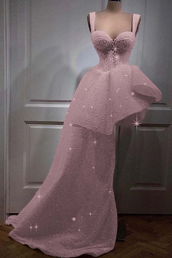 Pink A Line Homecoming Dress Sleeveless Straps High Low Cocktail Dress With Sequins