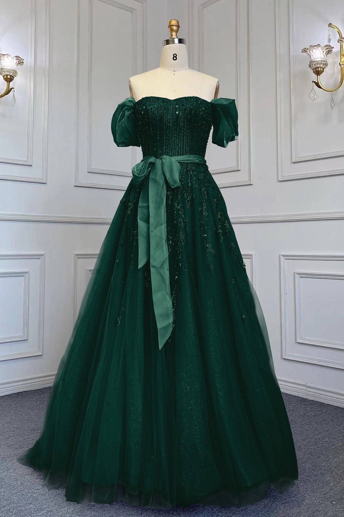 Pink A Line Prom Dress Beaded Off the Shoulder Formal Dress