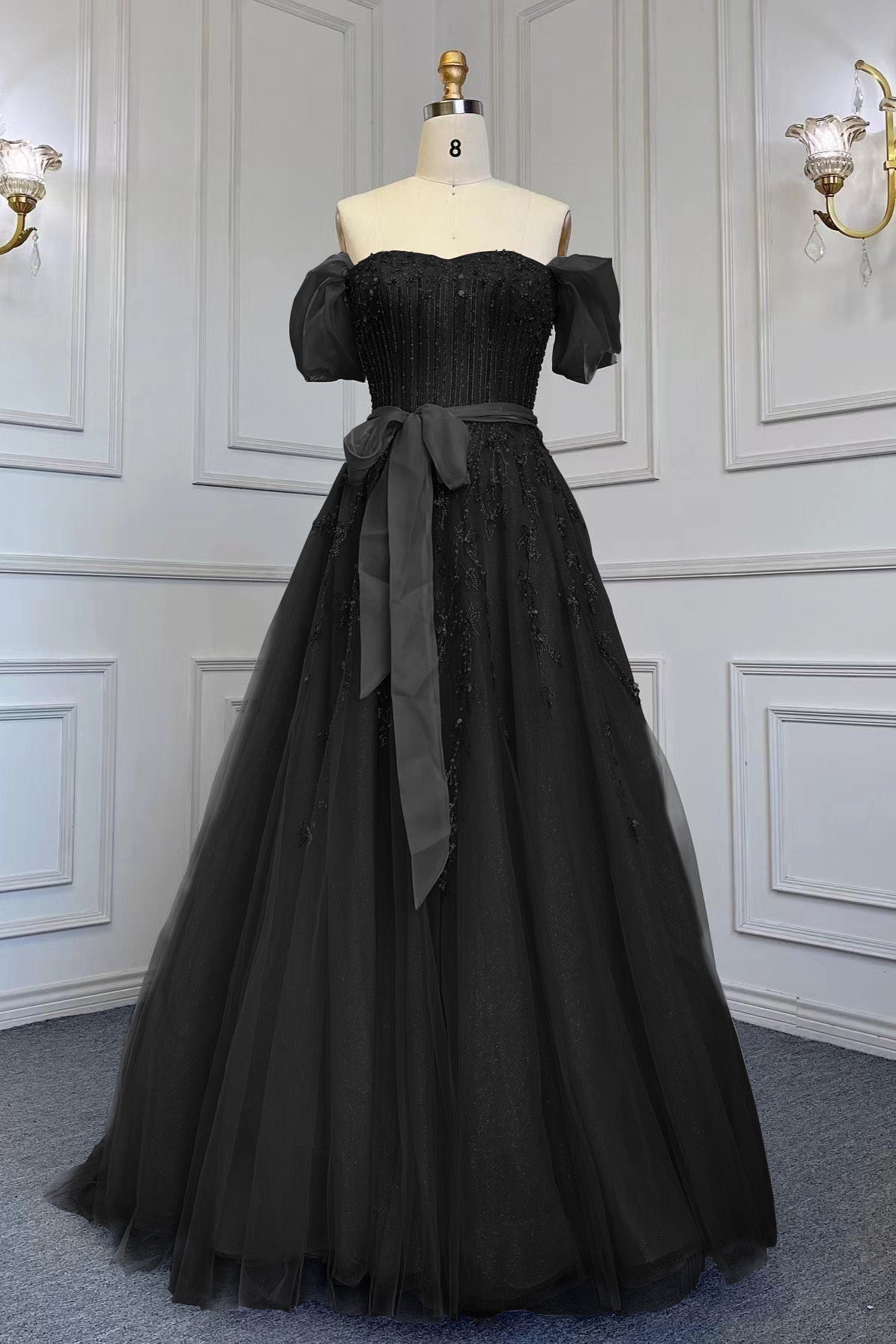 Pink A Line Prom Dress Beaded Off the Shoulder Formal Dress