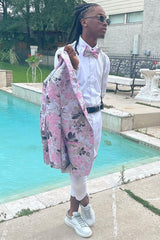 Pink Flower Shawl Lapel Prom Blazer for Men