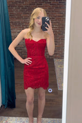 Pink Homecoming Dress Corset Lace Tight Short Cocktail Dresses