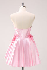 Pink Homecoming Dress Corset Sweetheart A Line Short Prom Dress
