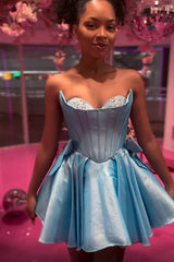 Pink Homecoming Dress Corset Sweetheart A Line Short Prom Dress
