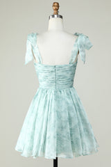Pink Homecoming Dress Floral Print A-Line Short Prom Dress