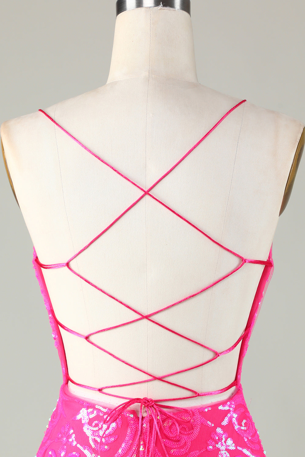 Pink Homecoming Dress Spaghetti Straps Backless Tight Sequin Short Cocktail Dresses