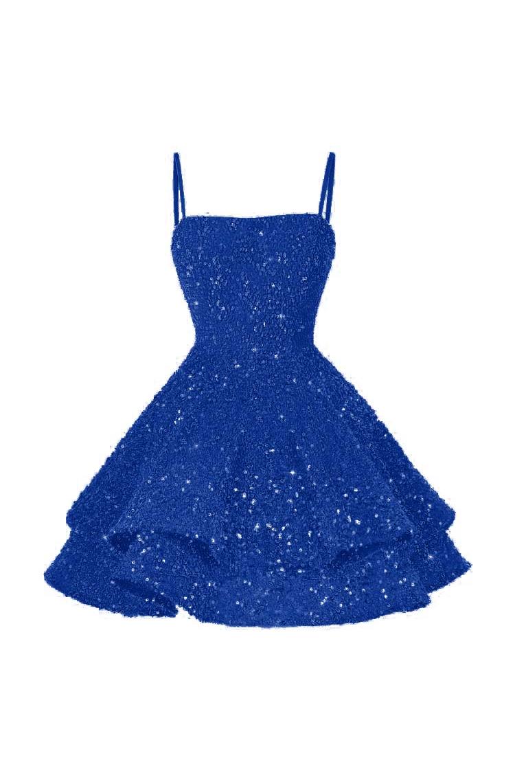 Pink Homecoming Dress Spaghetti Straps Sleeveless Ball Gown Short Dress With Sequins