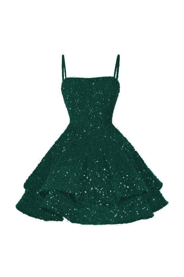 Pink Homecoming Dress Spaghetti Straps Sleeveless Ball Gown Short Dress With Sequins