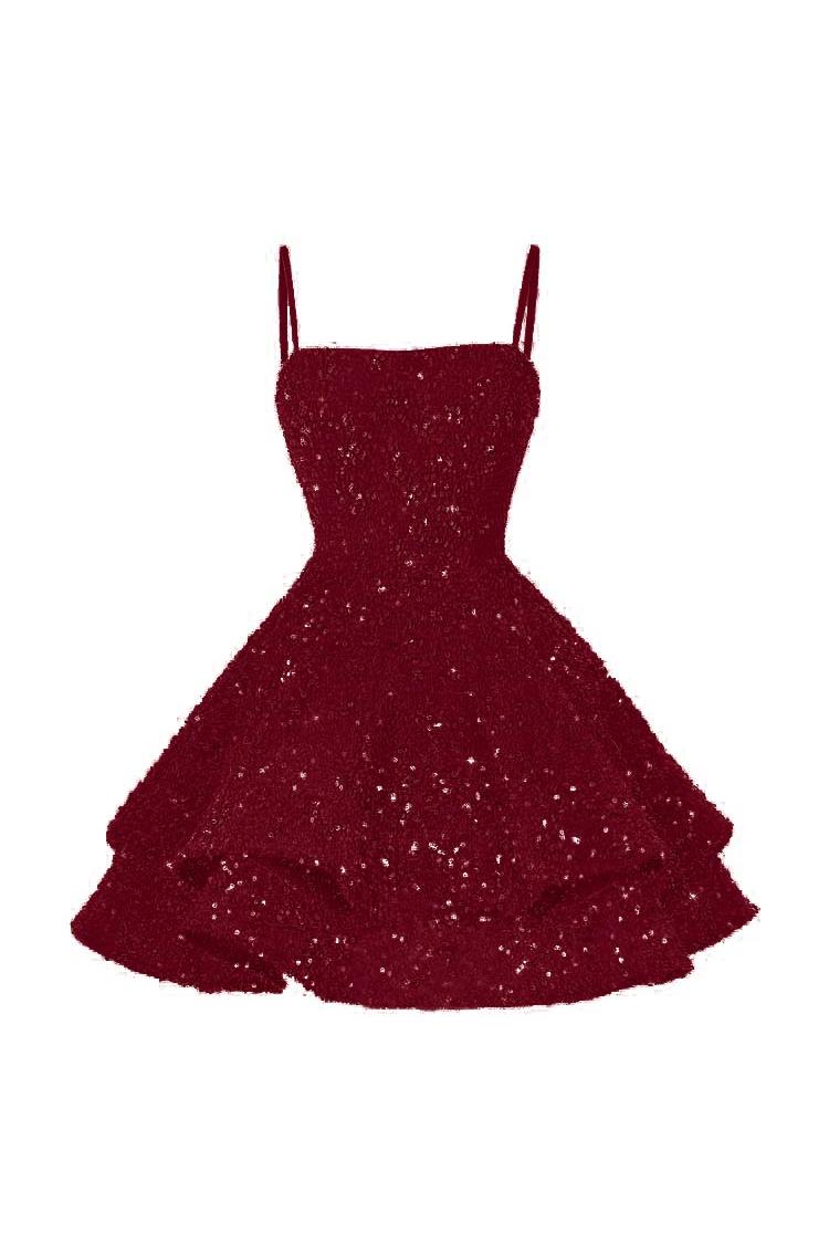 Pink Homecoming Dress Spaghetti Straps Sleeveless Ball Gown Short Dress With Sequins