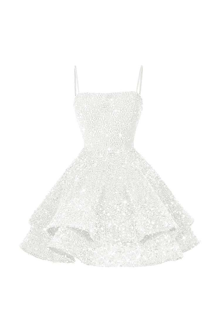 Pink Homecoming Dress Spaghetti Straps Sleeveless Ball Gown Short Dress With Sequins