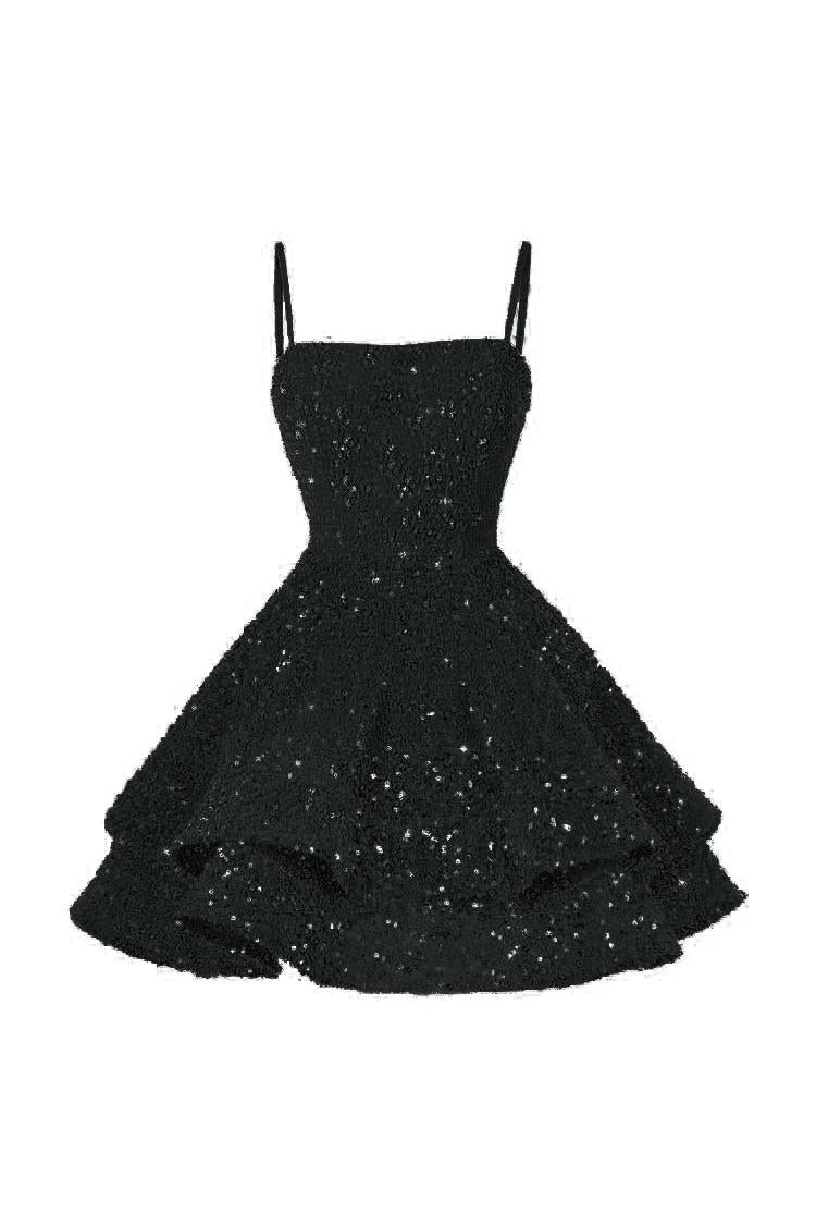 Pink Homecoming Dress Spaghetti Straps Sleeveless Ball Gown Short Dress With Sequins