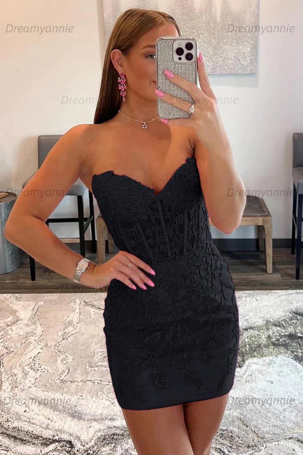 Pink Homecoming Dress Tight Short Cocktail Dresses with Appliques