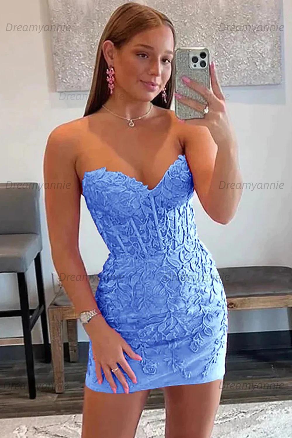 Pink Homecoming Dress Tight Short Cocktail Dresses with Appliques
