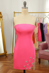 Pink Homecoming Dress Tight Short Prom Dress with Star and Fringes