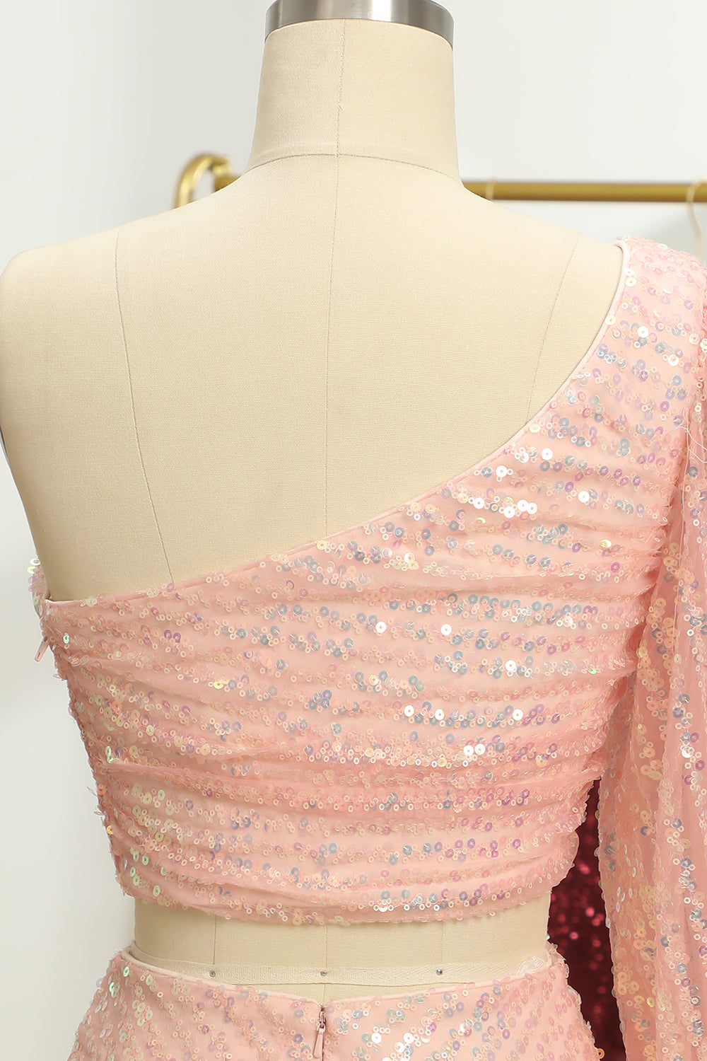 Pink Homecoming Dress Two Piece Sequin Cocktail Party Dresses
