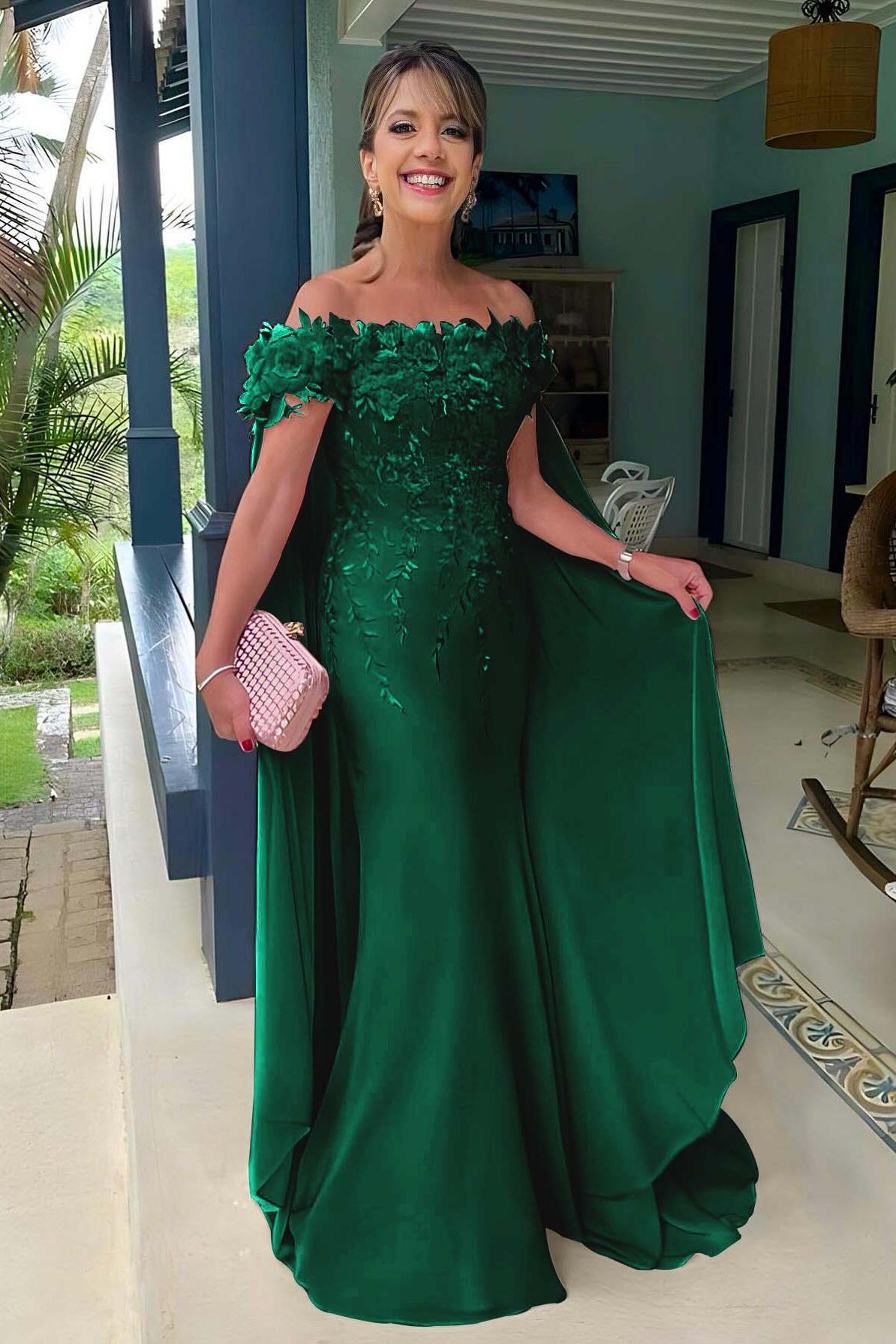 Pink Mermaid Prom Dress Off the Shoulder Formal Dress With 3D Flowers