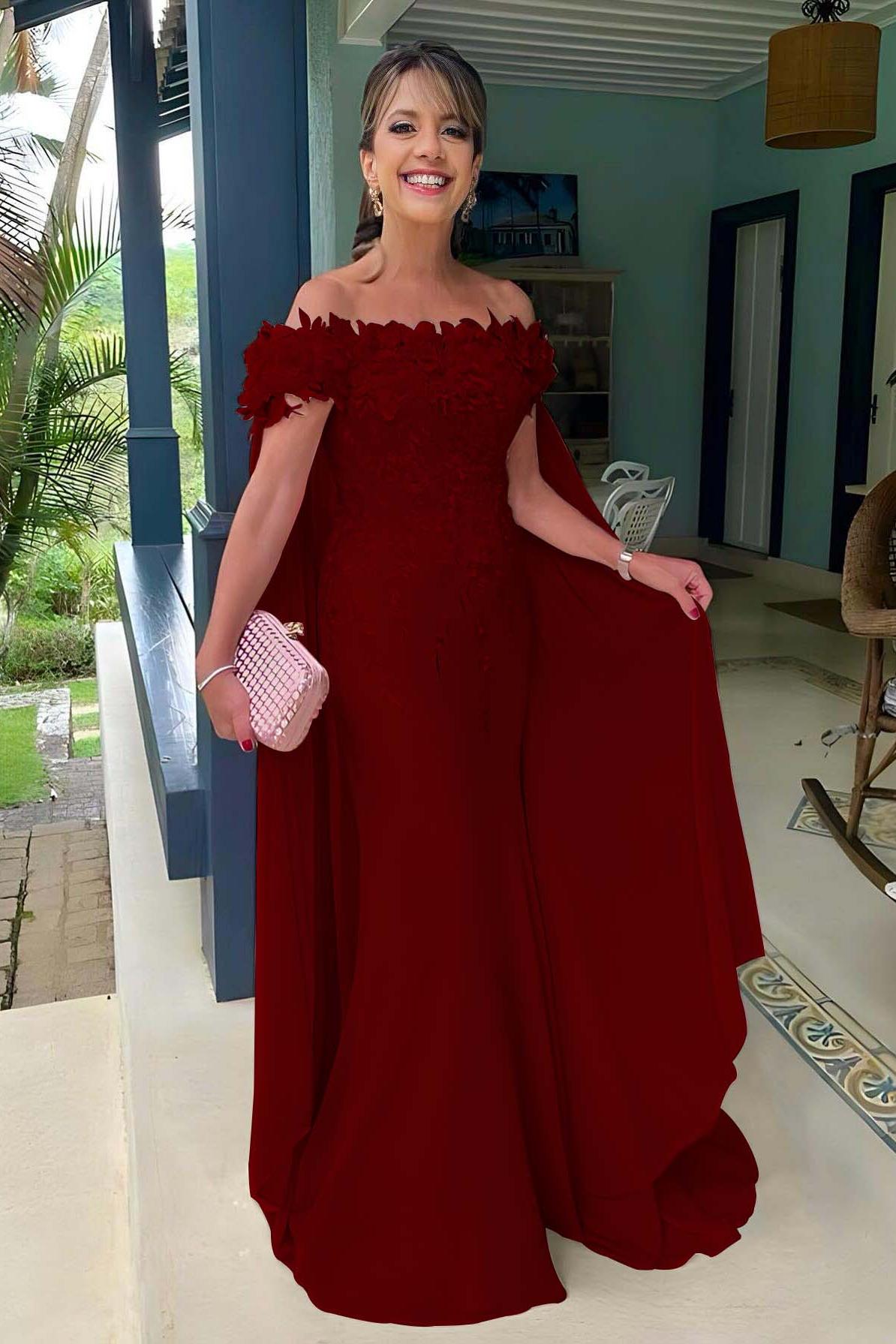 Pink Mermaid Prom Dress Off the Shoulder Formal Dress With 3D Flowers