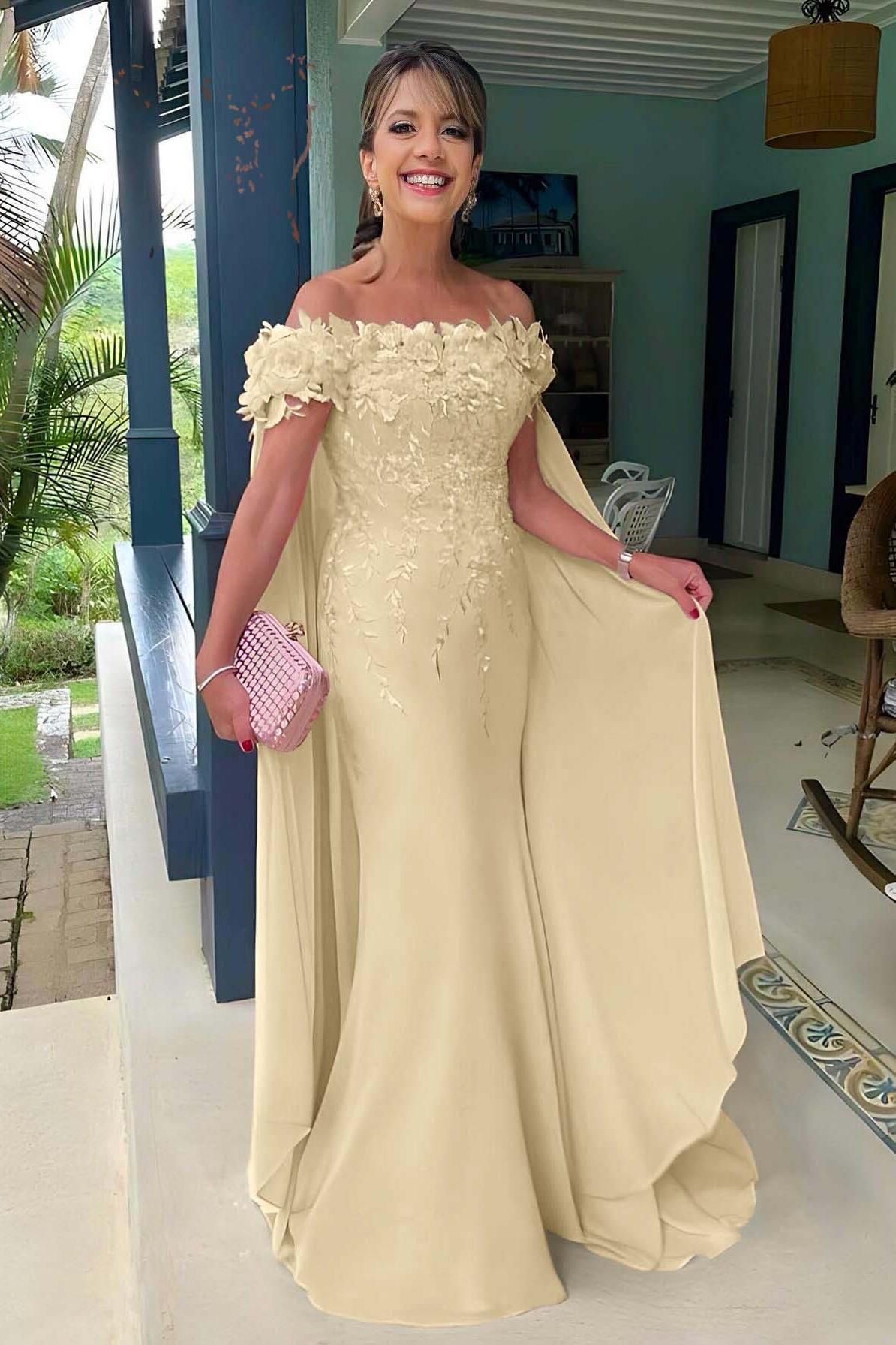 Pink Mermaid Prom Dress Off the Shoulder Formal Dress With 3D Flowers