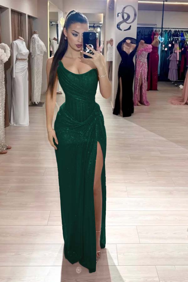 Pink Mermaid Prom Dress Sequined Sleeveless Strapless Formal Dress