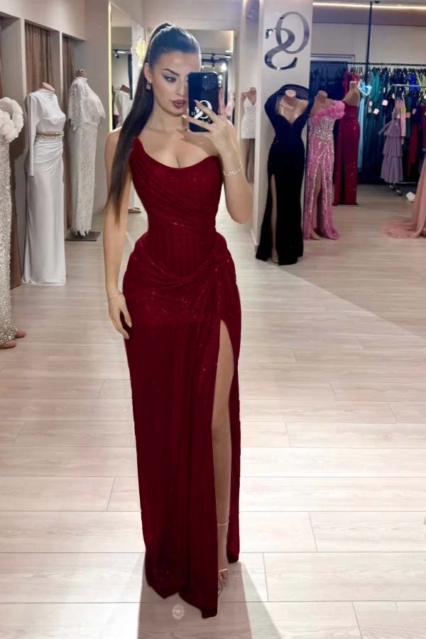 Pink Mermaid Prom Dress Sequined Sleeveless Strapless Formal Dress