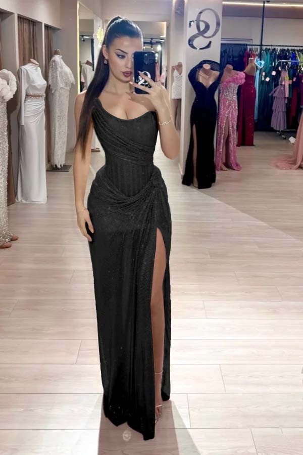 Pink Mermaid Prom Dress Sequined Sleeveless Strapless Formal Dress