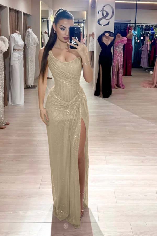 Pink Mermaid Prom Dress Sequined Sleeveless Strapless Formal Dress