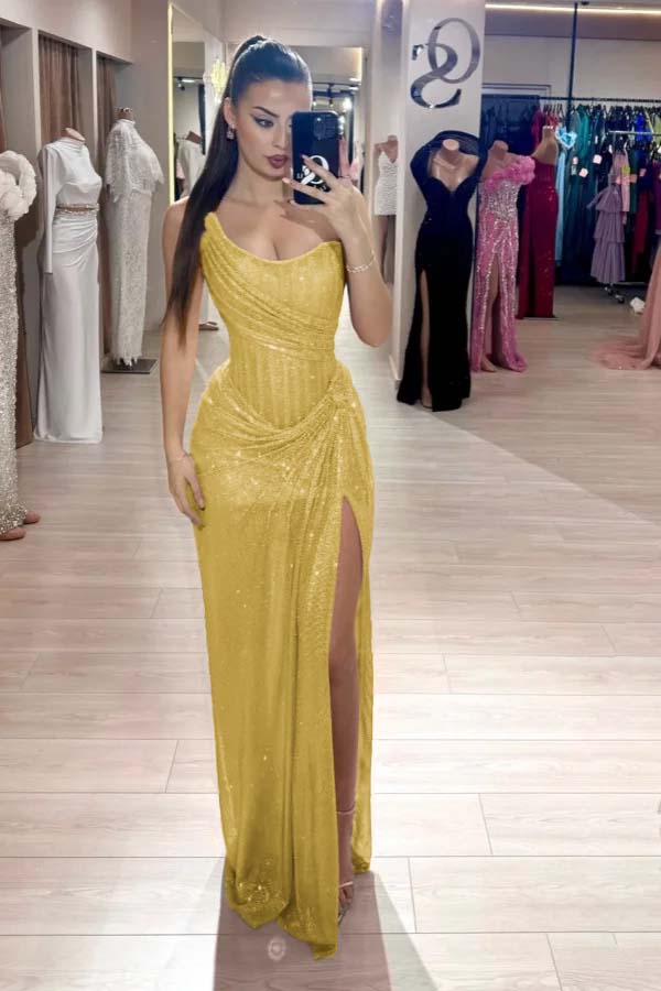 Pink Mermaid Prom Dress Sequined Sleeveless Strapless Formal Dress