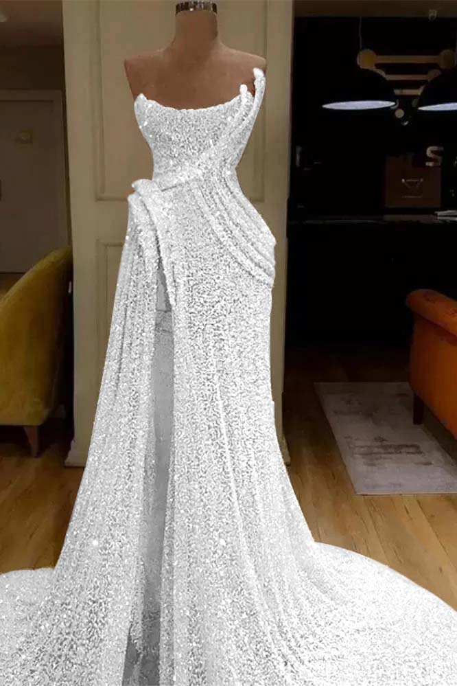 Pink Mermaid Prom Dress Sleeveless Strapless Formal Dress