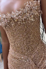 Pink Mermaid Prom Dress Strapless Sequined Sleeveless Formal Dress