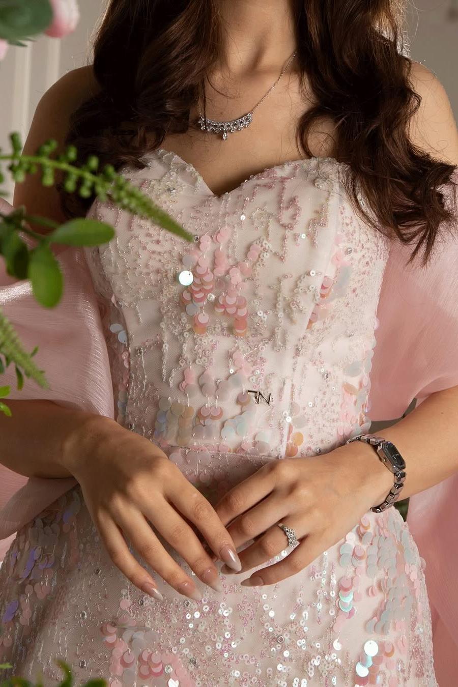 Pink Mermaid Prom Dress Sweetheart Sequined Formal Dress