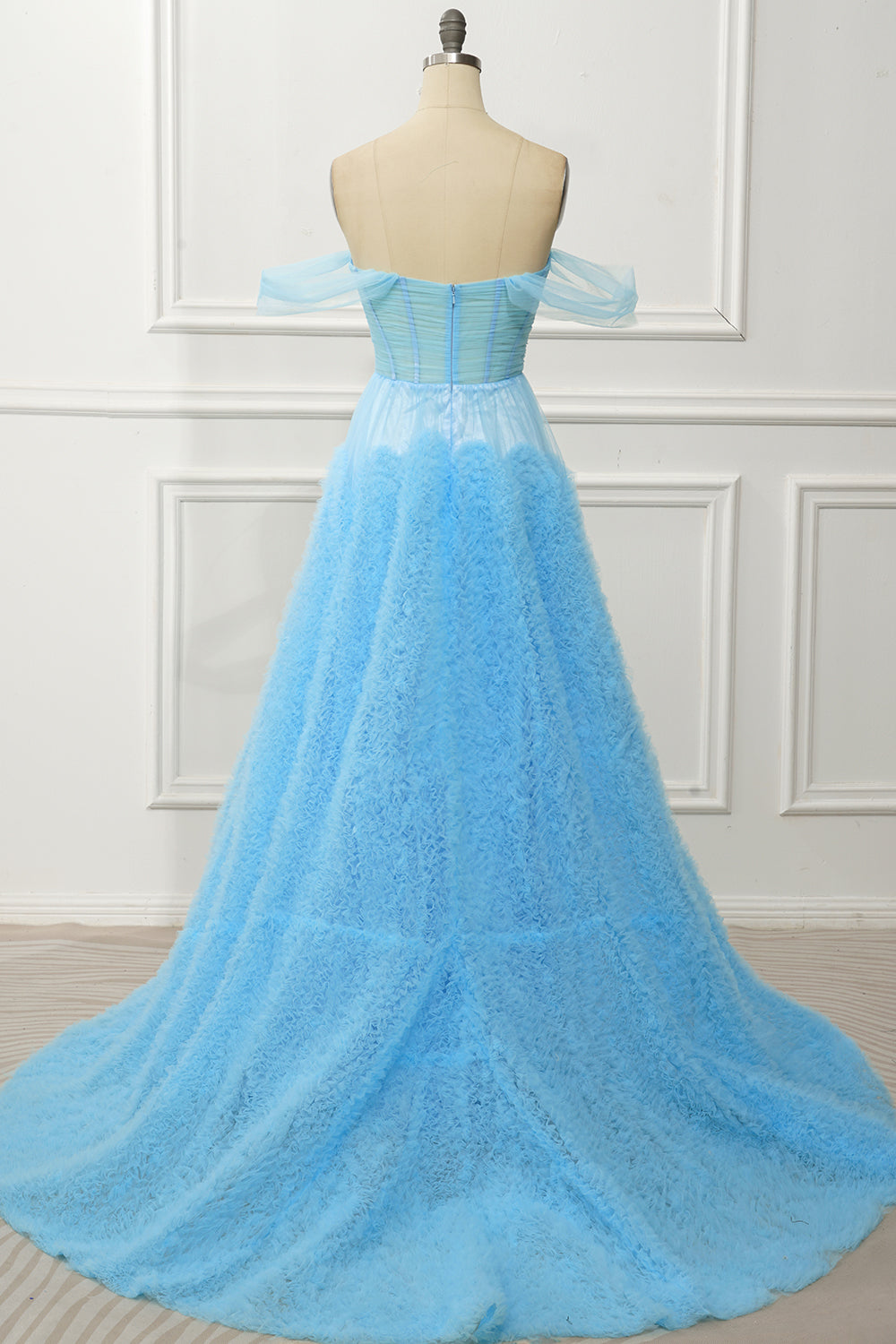 Pink Prom Dress Corset Off the Shoulder Long Evening Dress with Ruffles