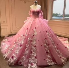 Pink Strapless Quinceanera Dress Ball Gown Sweet 16 Dress